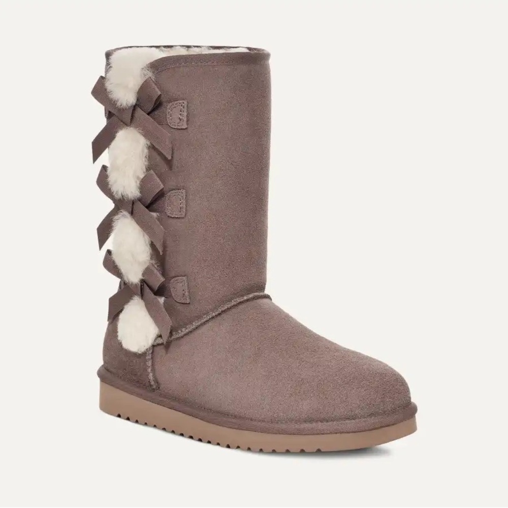 Ugg Kookaburra Victoria Tall Suede Fur Boots Grey Like-New Size - 8